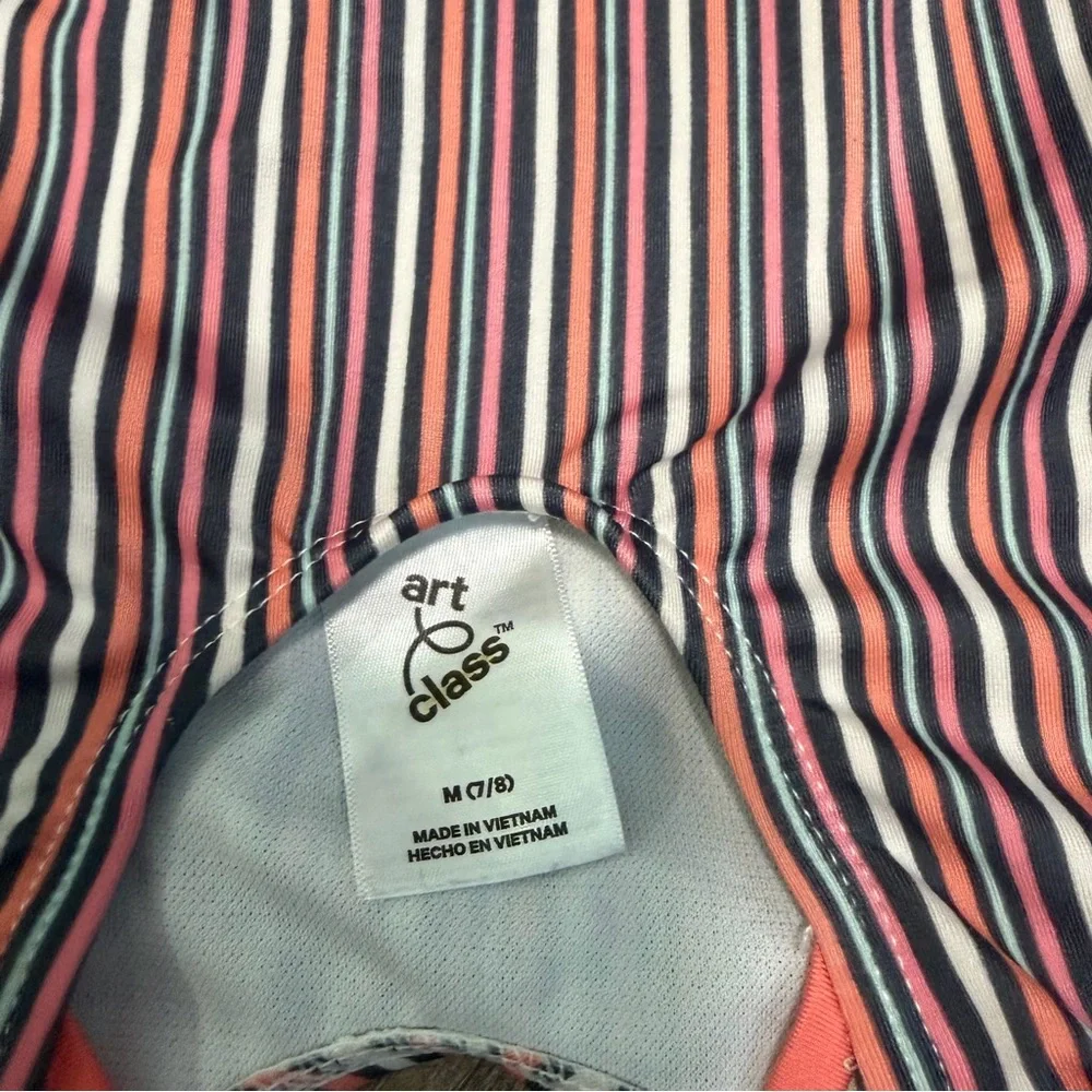 Art Class Multicolor Striped Girls Swimsuit,‎ Size M
